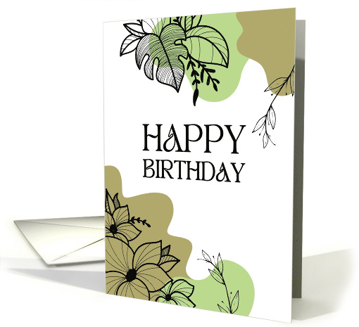 Happy Birthday Green Floral card (1890844)