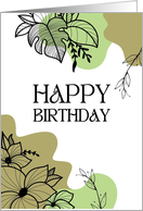 Happy Birthday Green Floral card