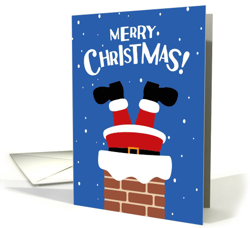Merry Christmas Cute Santa Going Down The Chimney card (1891140)