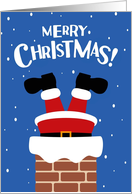 Merry Christmas Cute Santa Going Down The Chimney card