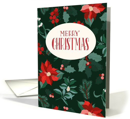 Merry Christmas Dark Green Floral card (1891518)