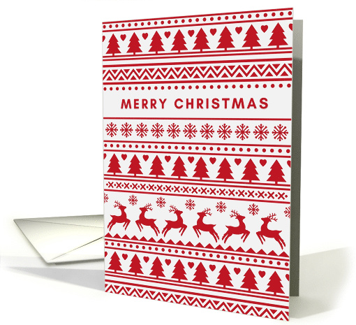 Merry Christmas Trees Snowflakes Reindeers Hearts Ugly Sweater card