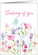 Thinking Of You Watercolor Delicate Floral card