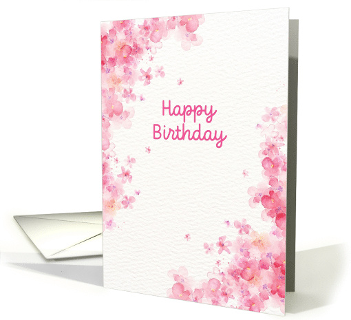 Happy Birthday Watercolor Flowers Border card (1892358)