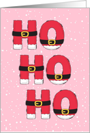 Ho Ho Ho Santa Laugh Merry Christmas Pink card