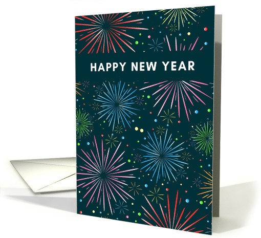 Happy New Year Cute Colorful Fireworks card (1893540)