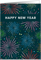 Happy New Year Cute Colorful Fireworks card