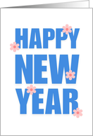 Happy New Year With Cute Pink Flowers card