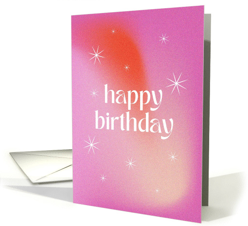 Happy Birthday Cute Aesthetic Gradient Pink And Red With Stars card