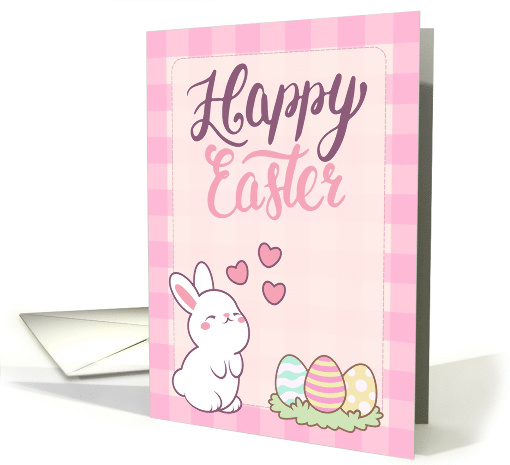 Happy Easter Cute Bunny With Eggs And Hearts card (1913520)