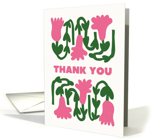 Thank You Cute Abstract Pink Flowers card (1915494)