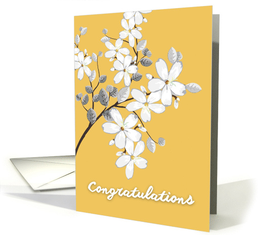Congratulations Yellow Background With White Flowers card (1920960)