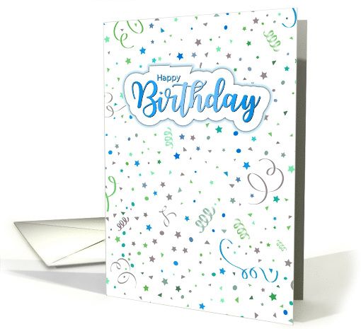 Happy Birthday Blue and Green Confetti card (1922850)