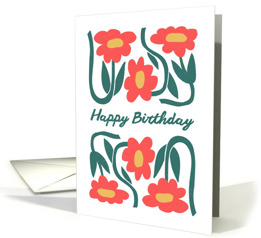 Happy Birthday Red Flowers Floral Birthday card (1941714)