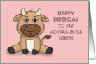 Cute Birthday Card For A Niece With A Cute Cartoon Bull card