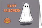 Cute Halloween Card With a Cute Ghost and Pumpkin card
