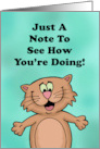 Funny Hello Card With Cartoon Cat Hope You’re Feline Fine card