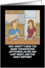 Funny Thanksgiving With Cartoon Couple Eating Leftovers card