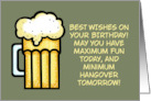 Adult Birthday May You Have Maximum Fun And Minimum Hangover card