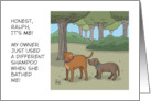 Funny Blank Inside With Cartoon Dog Sniffing Another Dog’s Butt card