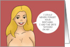 Humorous Adult Birthday With Cartoon Nude Woman I Could Never card