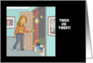 Funny Halloween With A Bird Trick Or Treating Twick Or Tweet card
