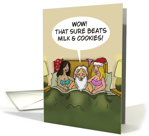 Adult Christmas Card Wow That Sure Beats Milk and Cookies card
