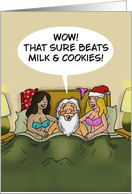 Adult Christmas Card Wow That Sure Beats Milk and Cookies card