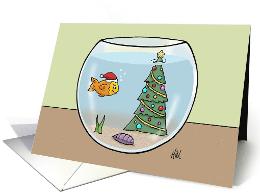 Humorous Christmas Card With A Fish and A Christmas Tree... (1862912)