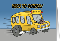 Humorous Back to School Card With cartoon Hot Rod School Bus card