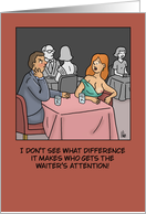 Humorous Adult Blank Note Card Who Gets The Waiter’s Attention card