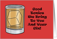 Humorous Christmas Card Good Tonics We Bring To You And Your Gin card