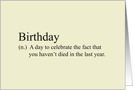 Funny Birthday Definition You Haven’t Died In The Last Year card
