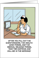 Funny Blank Card With Cartoon Take Two Asprins And Call card