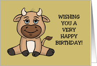 Cute Birthday Card With A Cute Cartoon Bull card
