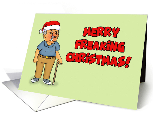 Humorous Christmas Card With Cartoon Angry Old Man... (1871492)