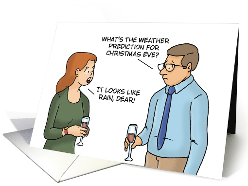 Humorous Christmas Card With Couple What's The Weather Prediction card
