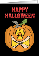 Cute Halloween Card With Frightened Cartoon Pumpkin card