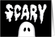 Funny Black and White Halloween Card Scary With A Ghost card