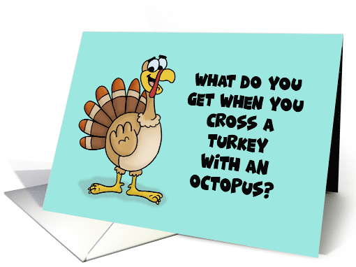 Funny Thanksgiving Card With Cartoon Turkey Cross Turkey... (1872924)