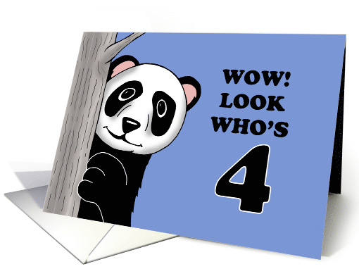 Cute Birthday Card For A Boy Turning 4 With Cartoon Panda card