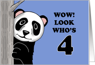 Cute Birthday Card For A Boy Turning 4 With Cartoon Panda card