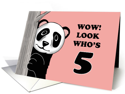 Cute Birthday Card For A Girl Turning 5 With Cartoon Panda card