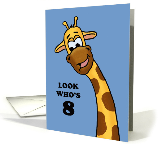 Cute Birthday Card For A Boy Turning 8 With Cartoon Giraffe card