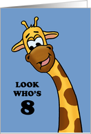 Cute Birthday Card For A Boy Turning 8 With Cartoon Giraffe card