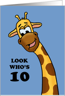 Cute Birthday Card For A Boy Turning 10 With Cartoon Giraffe card