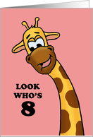 Cute Birthday Card For A Girl Turning 8 With Cartoon Giraffe card