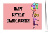 Cute Birthday Card For A Granddaughter With Cartoon Girl card
