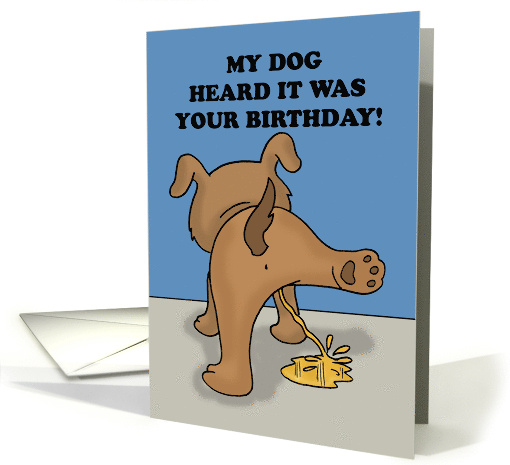 Funny Adult Birthday Card With A Cartoon Dog Peeing card (1874164)