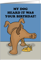Funny Adult Birthday Card With A Cartoon Dog Peeing card